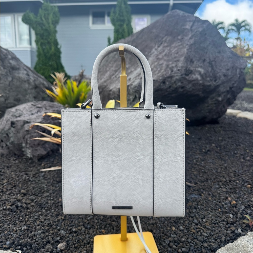 Rebecca Minkoff Light Grey Saffiano Leather Mini Tote Bag